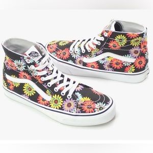 Vans Off The Wall Sk8-Hi Sneakers Tapered 721356 Black Floral Flowers Hightops
